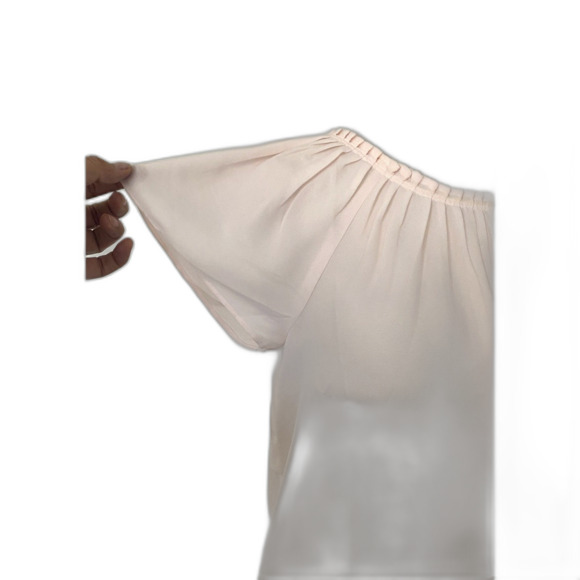 LOFT Fan Floral Light Pink Crewneck Blouse Short Sleeve Lightweight Top Sz S - Picture 4 of 11